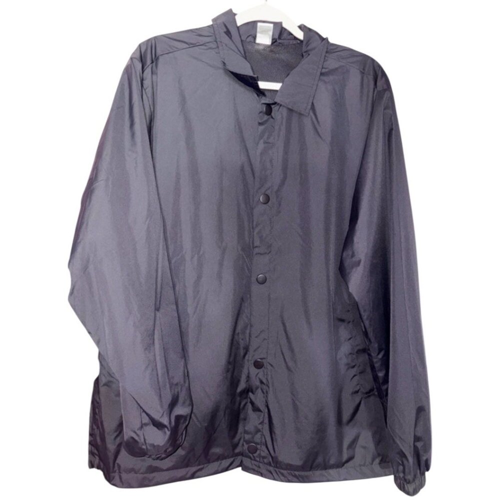 BCG Black Lightweight Winter Windbreaker Jacket W Mesh Lining & Snap Buttons M